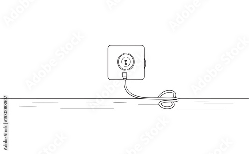 Vector illustration of power outlet with cord