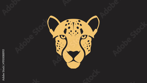 Golden Cheetah Head Emblem on Dark Background.
