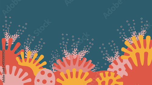 Colorful coral reef ocean ecosystem flora