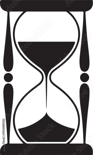 Black hourglass with white background sand timer symbol