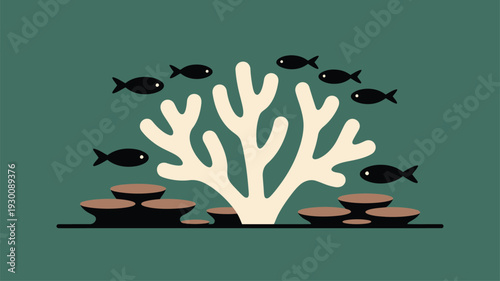Coral reef fish flat illustration