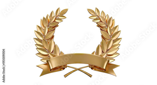 Golden Laurel Wreath with Banner