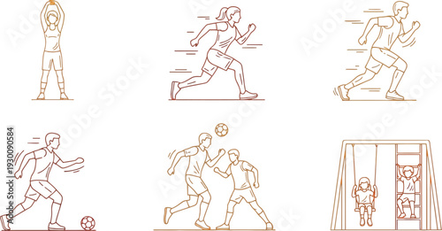 People engaging in various physical activities including sports and outdoor recreation with a focus on health and wellness