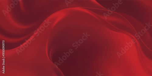 Luxurious Red Satin Fabric Background With Smooth Flowing Waves and Elegant Silk Texture