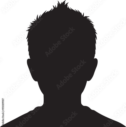 Silhouette portrait of a young man with spiky hair, representing youth, identity, and a generic profile for avatars or user icons.