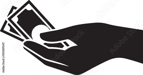 Hand holding banknotes money cash black