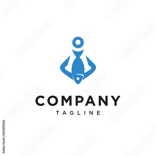 Anchor Fish Logo Icon Vector