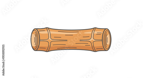 A single light brown cylindrical wooden massage roller with distinct carved bands is horizontally centered on a plain white background, Generative AI.