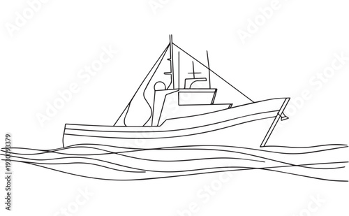 Vector fishing boat illustration