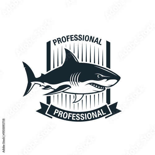 Powerful shark graphic with open mouth and sharp teeth