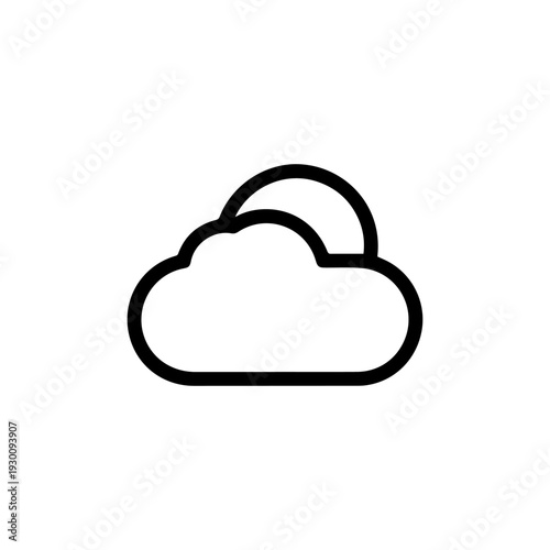 A simple line drawing shows a cloud with the shape of a crescent moon in the upperright corner