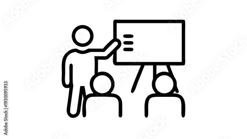 A business team of people having a meeting or a workshop session, using whiteboards to discuss and develop a new project plan or a business strategy, flat design vector ... See More
