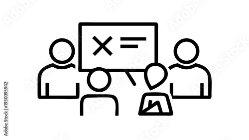 A business team of people having a meeting or a workshop session, using whiteboards to discuss and develop a new project plan or a business strategy, flat design vector ... See More
