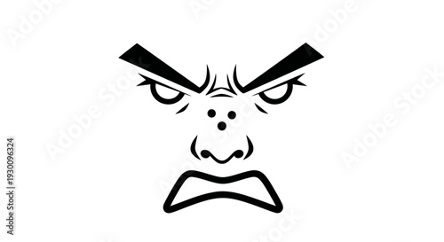 Black and white illustration of an angry facial expression