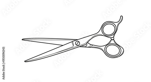 Black and white minimalist hair scissors line art illustration