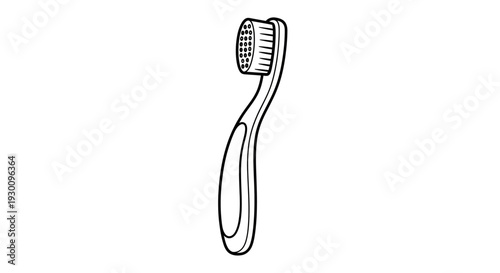 Black and white outline drawing of a simple toothbrush