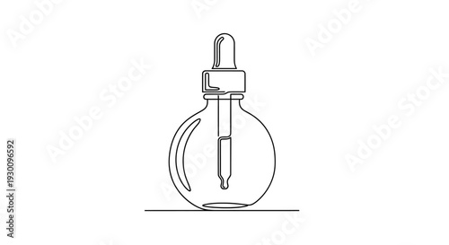 Continuous line drawing of a minimalist cosmetic dropper bottle