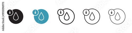 Crude oil barrel price falling down icon in flat style. Basic vector symbol illustration