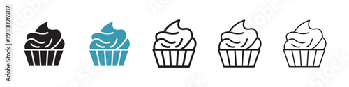 Cupcake icon in flat style. Basic vector symbol illustration