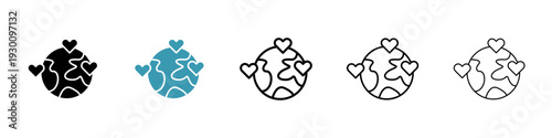 Earth love heart icon in flat style. Basic vector symbol illustration