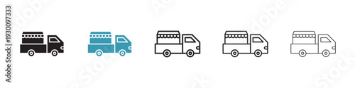 Food truck icon in flat style. Basic vector symbol illustration