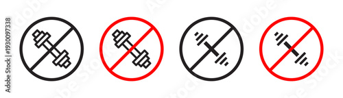 Forbidden barbell sign in flat style. Basic vector symbol illustration