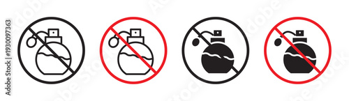 Forbidden perfume sign in flat style. Basic vector symbol illustration