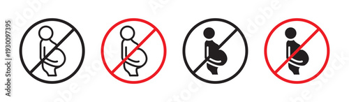 Forbidden pregnant icon in flat style. Basic vector symbol illustration