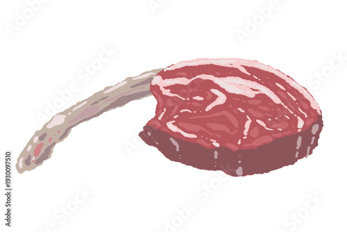 Raw Bone-in Tomahawk Beef Steak Angle