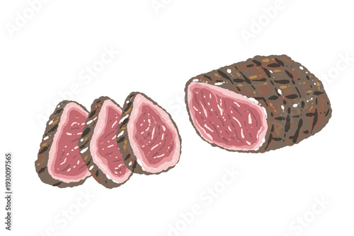 Sliced Rare Beef Steak Block