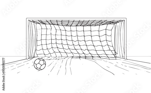 Vector illustration of soccer goal and ball
