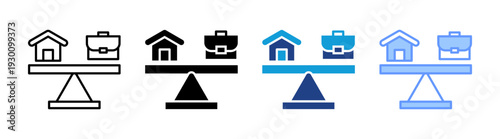 Work Life Balance icon set multiple style collection