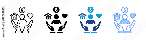 Employee Benefits icon set multiple style collection