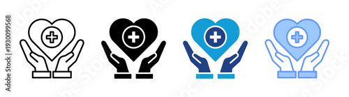 Healthcare icon set multiple style collection