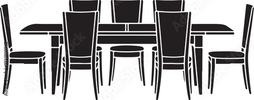Black and white dining table with eight chairs furniture