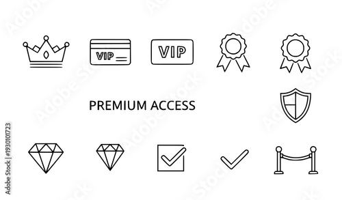 VIP outline icon set premium membership line symbols vector editable