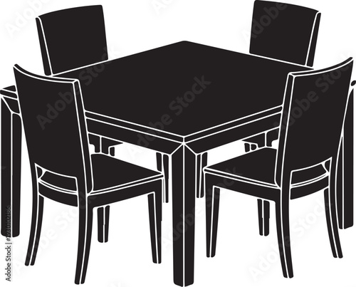 Black dining table with four chairs furniture