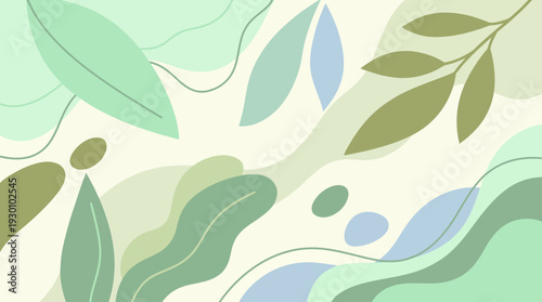 Modern abstract leaf pattern in soothing green hues for design