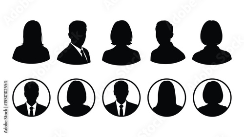 A group of silhouette icons representing different people isolated on white background, Vector