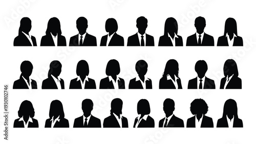 A group of business people in silhouette isolated on white background, Vector