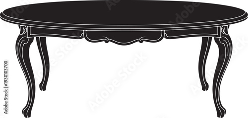 Black oval coffee table with curved legs