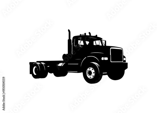 Black Silhouette Semi Truck Vector Illustration