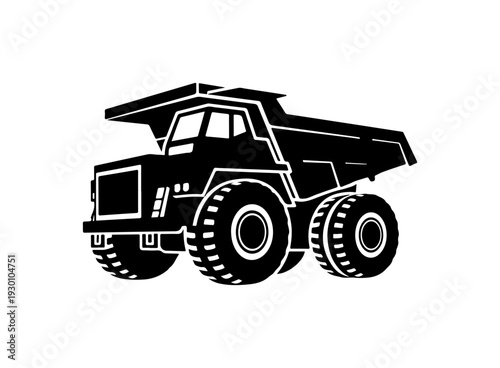 Black and White Dump Truck Vector Illustration