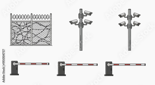 Security Measures at Entrance Barrier with CCTV Cameras and Fencing