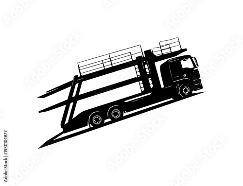 Flatbed Truck with Car Carrier Vector Illustration