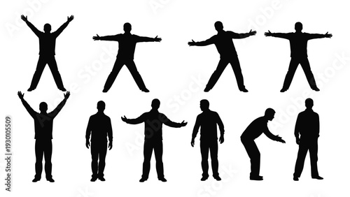 A group of people in various poses isolated on white background, Vector