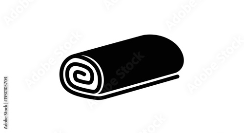 Minimalist black silhouette icon of a neatly rolled item on a clean white background graphic