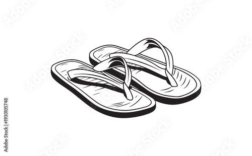 Black and white flip flop sandals vector illustration