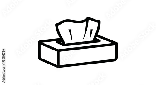 Clean outline illustration of a facial tissue dispenser box graphic element