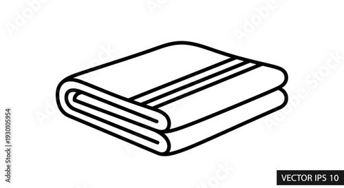 Clean minimalist line art icon of a neatly folded towel or blanket for textile themes